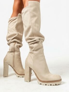 JLO Jennifer Lopez Harlie Chunky Lug Sole OTK Boots - Size 8